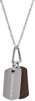 Emporio Armani Silver Dual Pendant Necklace with Steel and Leather Chain. EGS3133040 Emporio Armani Silver Dual Pendant Necklace with Steel and Leather Chain. EGS3133040