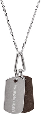 Emporio Armani Silver Dual Pendant Necklace with Steel and Leather Chain. EGS3133040 Lookbook Emporio Armani Silver Dual Pendant Necklace with Steel and Leather Chain. EGS3133040