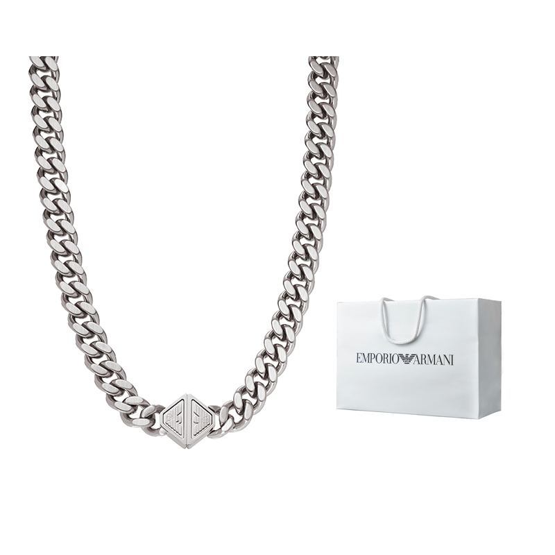 Sizing Emporio Armani  Silver Geometric Steel Necklace. EGS3131040
