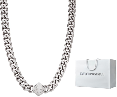 Emporio Armani Silver Geometric Steel Necklace. EGS3131040 Sizing Emporio Armani Silver Geometric Steel Necklace. EGS3131040
