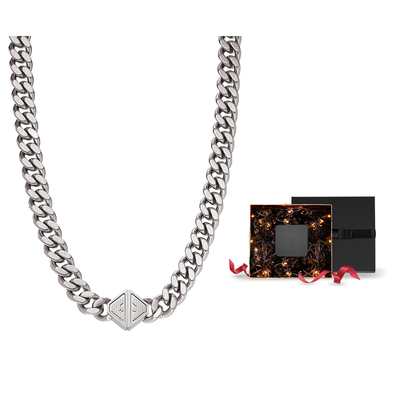 Cheap Emporio Armani  Silver Geometric Steel Necklace. EGS3131040