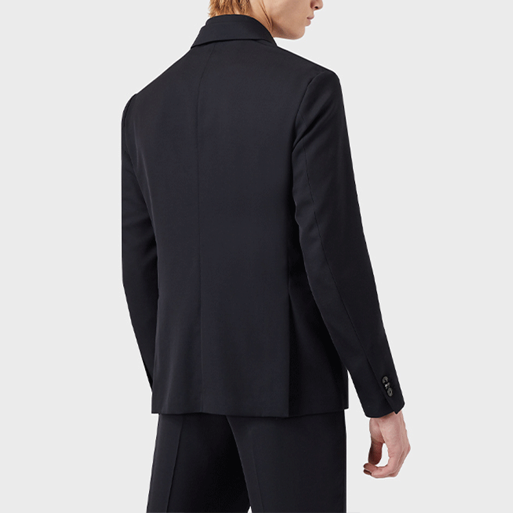 Shop Emporio Armani 单排扣海军蓝西装外套 SS22 长袖夹克 3L1GL0-1NARZ-0920