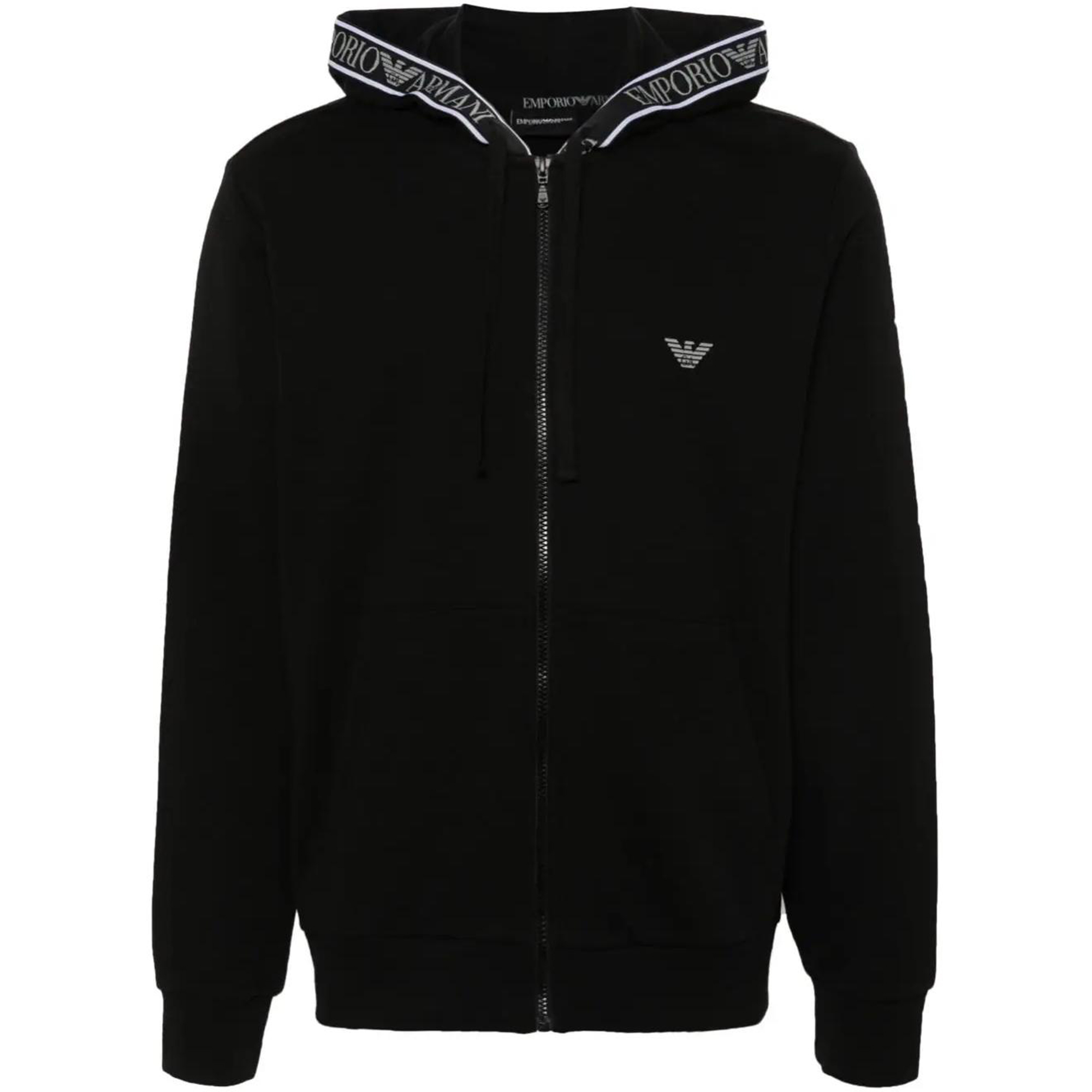 Buy EMPORIO ARMANI 修身黑色连帽外套带标志设计. 111784-4R571-00020