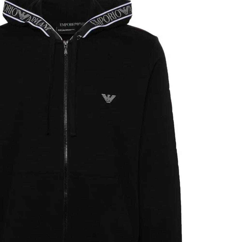 Purchase EMPORIO ARMANI 修身黑色连帽外套带标志设计. 111784-4R571-00020