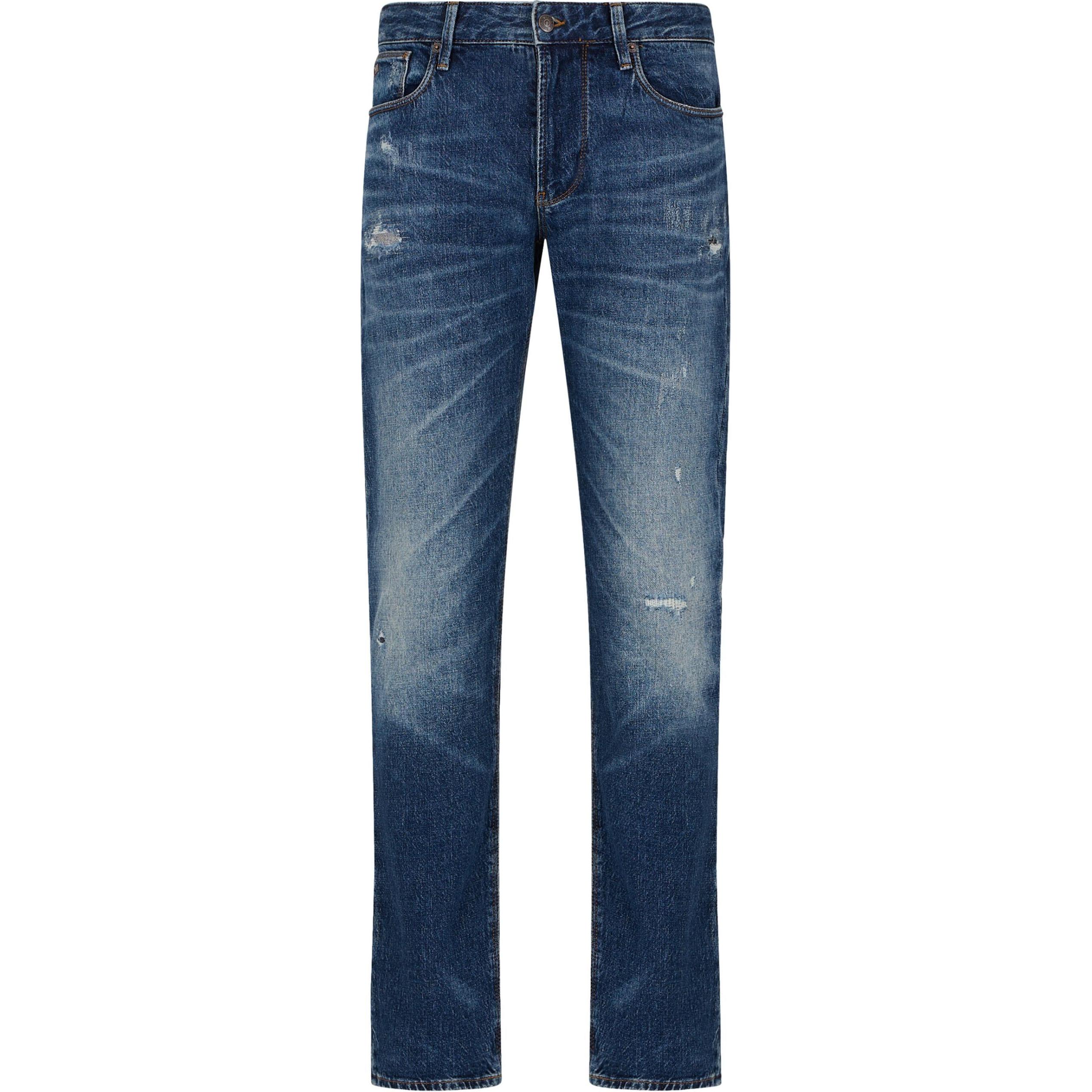 Emporio Armani  Slim Fit Distressed Low Waist Jeans Indigo SS24. 3D1J06-1D06Z-0942