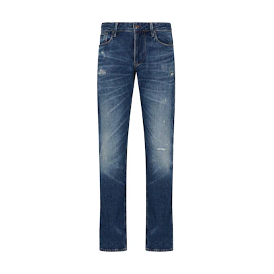 Emporio Armani Slim Fit Distressed Low Waist Jeans Indigo SS24. 3D1J06-1D06Z-0942