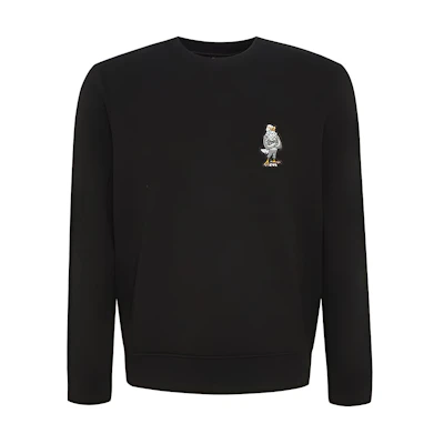 Emporio Armani Slim Fit Eagle Embroidered Crewneck Sweatshirt Black SS22 3L1MFM-1JHSZ-0999