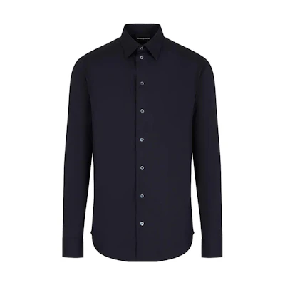 Emporio Armani Slim Fit Long Sleeve Solid Color Button-Up Shirt. H41SM0-010F4-1923