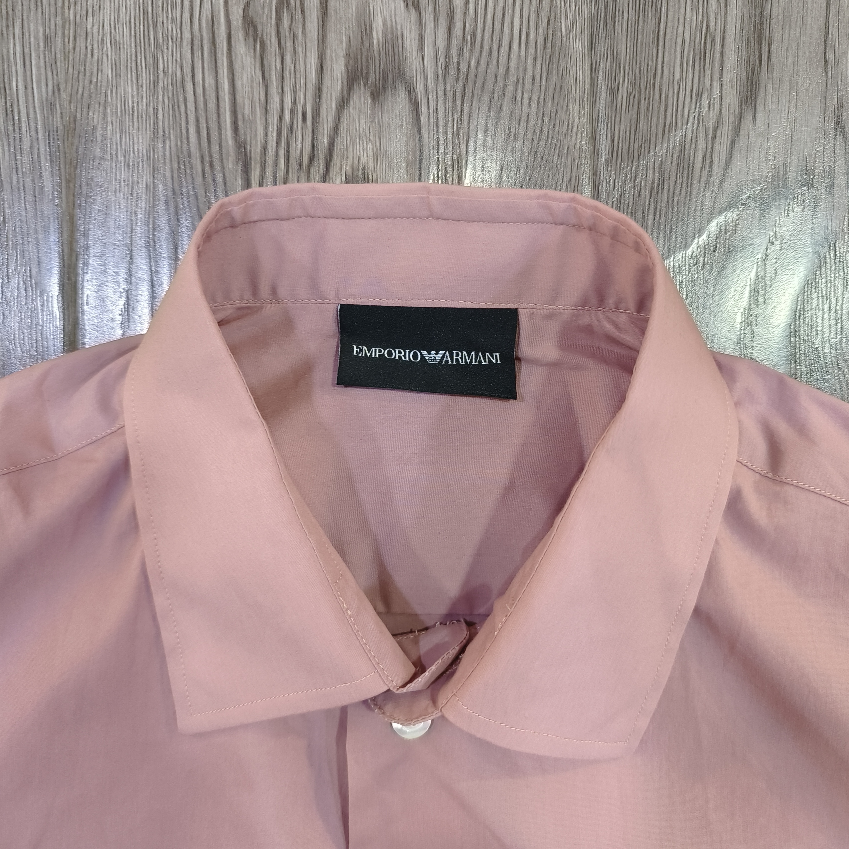 Shop Emporio Armani 修身长袖纯色纽扣衬衫 H41SM0-010F4-1923