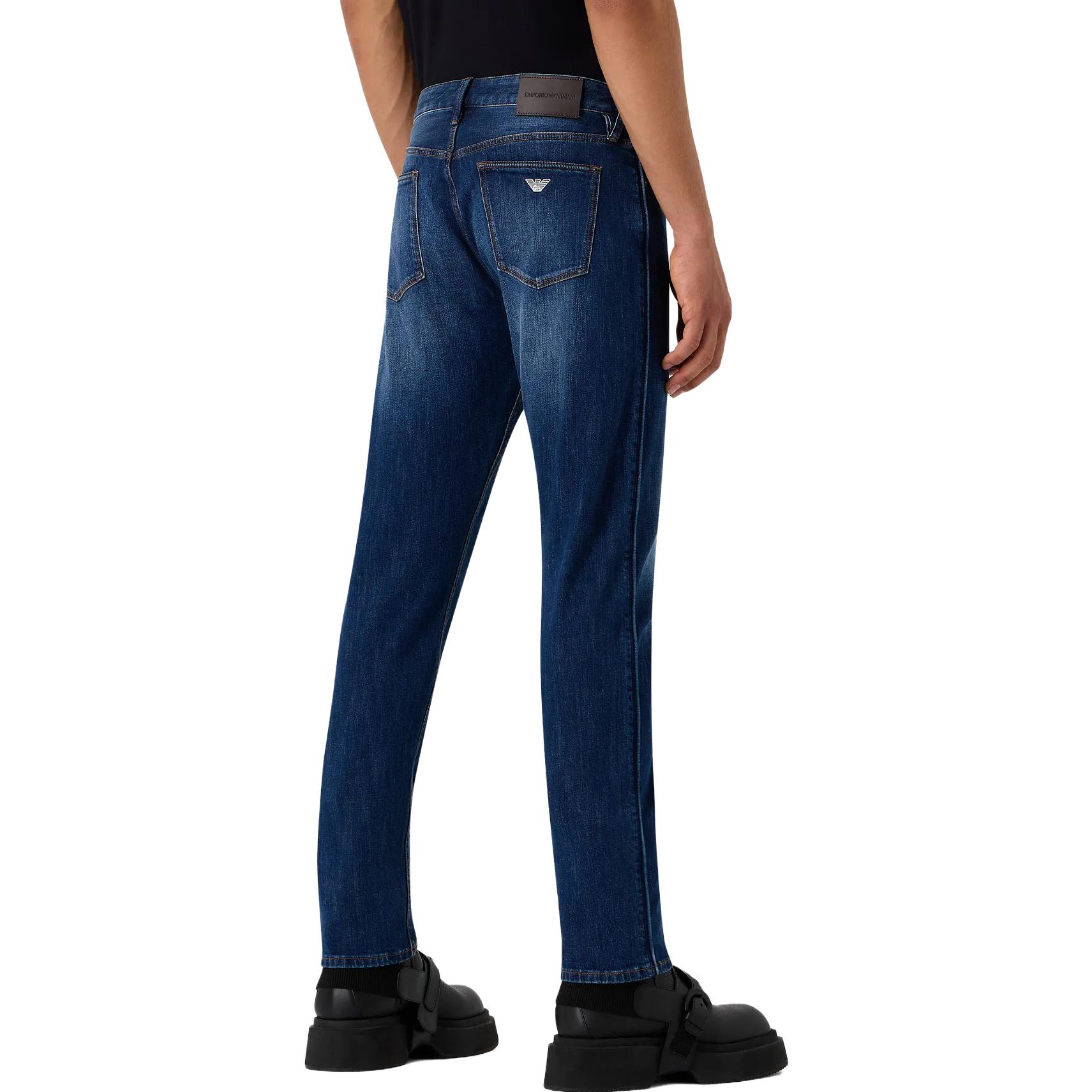 Purchase Emporio Armani Jeans Potongan Slim Fit Pinggang Rendah Biru Denim Terpakai. 6R1J75-1DQSZ-0942