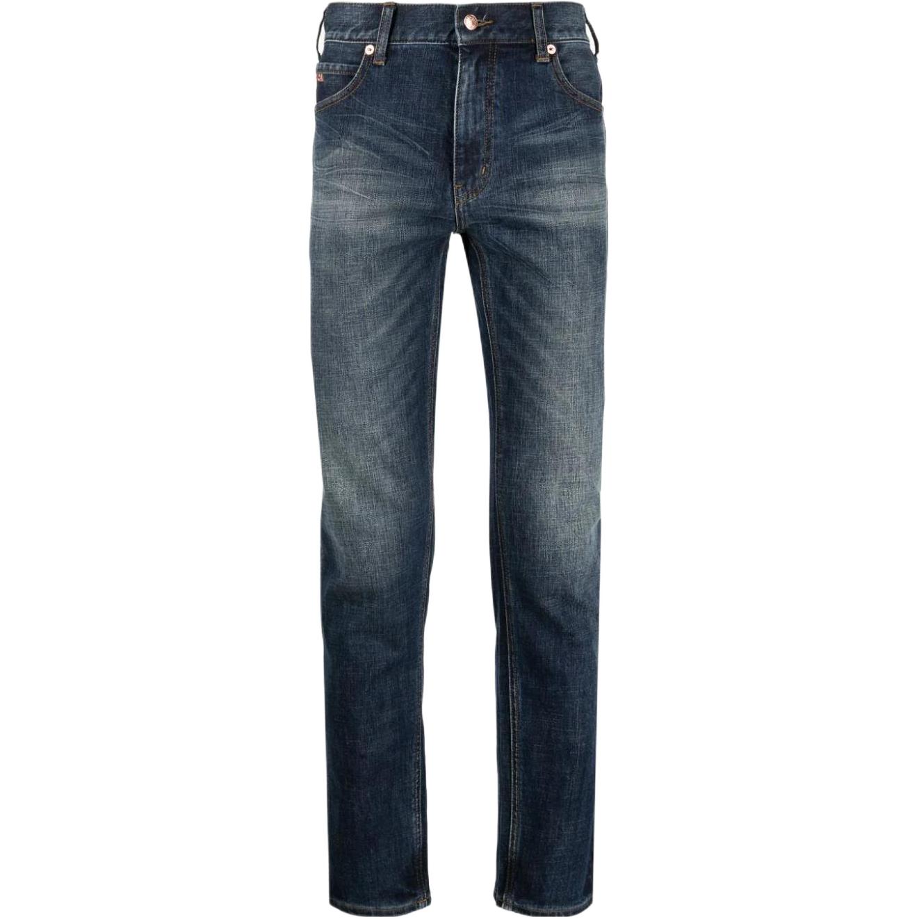 Emporio Armani  Slim Fit Washed Zipper Straight Jeans - Blue. 6R1J16-1DRGZ-0941