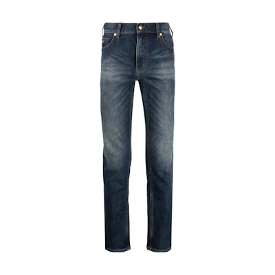 Emporio Armani Slim Fit Washed Zipper Straight Jeans - Blue. 6R1J16-1DRGZ-0941