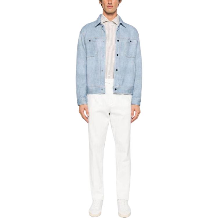 Emporio Armani  Solid Button-Up Collar Jacket in Transparent Blue. 3D1MEF-1JWPZ-F917 圖 3