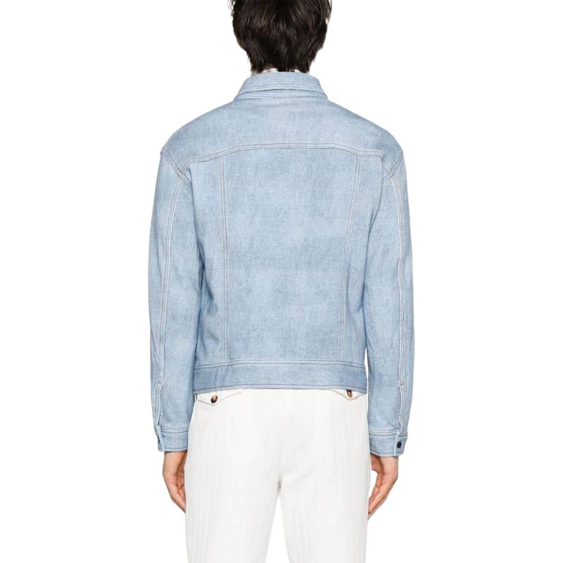 Emporio Armani  Solid Button-Up Collar Jacket in Transparent Blue. 3D1MEF-1JWPZ-F917 圖 4