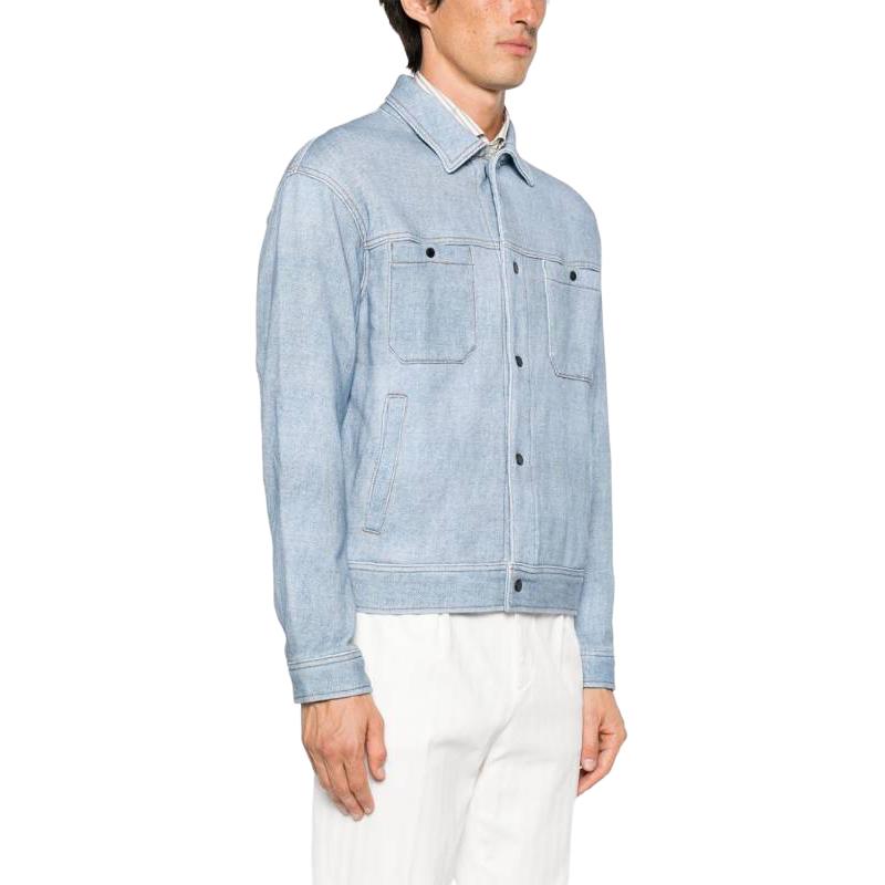 Emporio Armani  Solid Button-Up Collar Jacket in Transparent Blue. 3D1MEF-1JWPZ-F917 圖 5