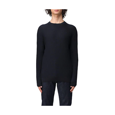 Emporio Armani Solid Color Crewneck Sweater Long Sleeve - Blue EM000130-AF10460-UB118