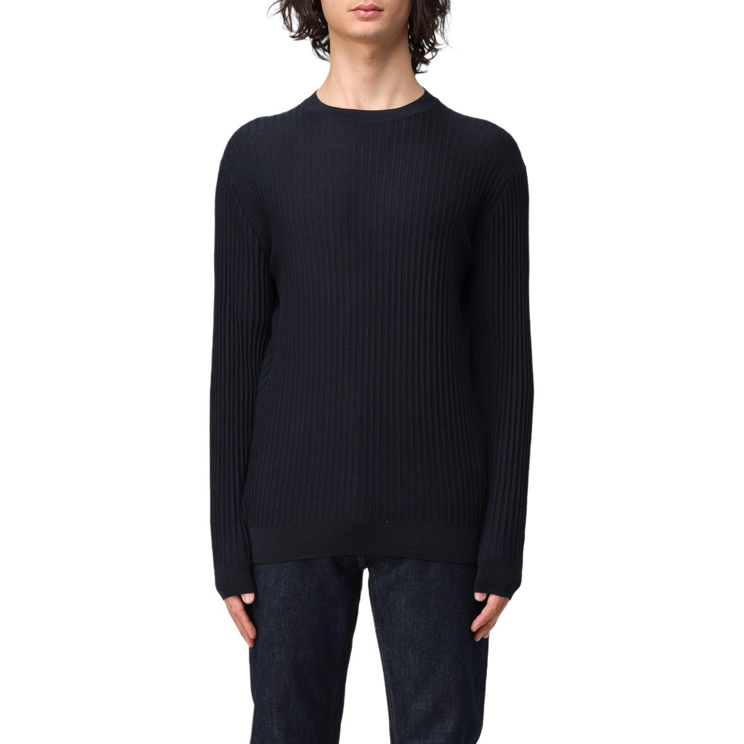 Order Suéter de Manga Larga Emporio Armani Color Azul Cuello Redondo Sólido. EM000130-AF10460-UB118