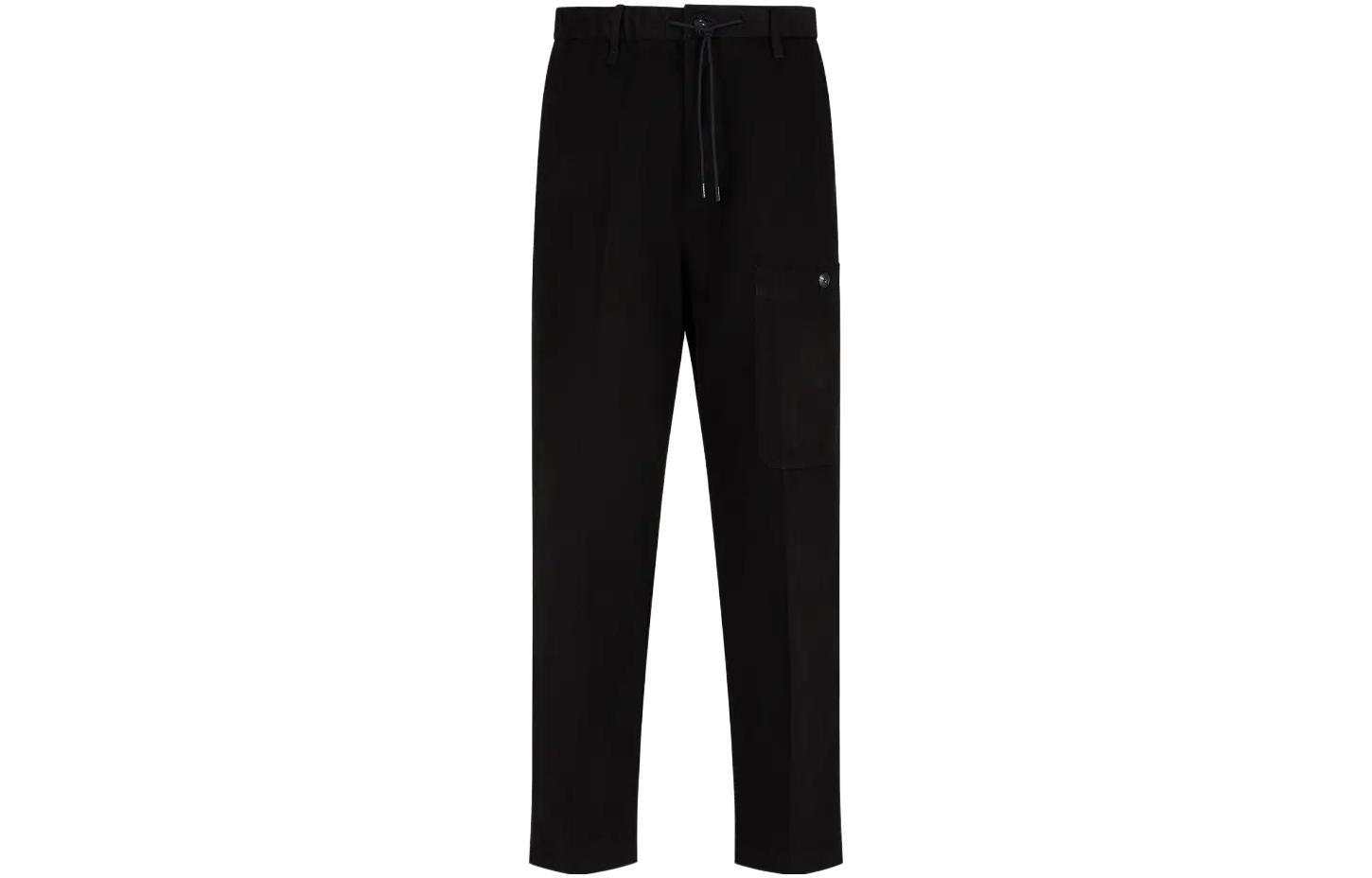 Emporio Armani  Solid Color Drawstring Casual Straight-Leg Pants 6R1P67-1NGRZ-0999