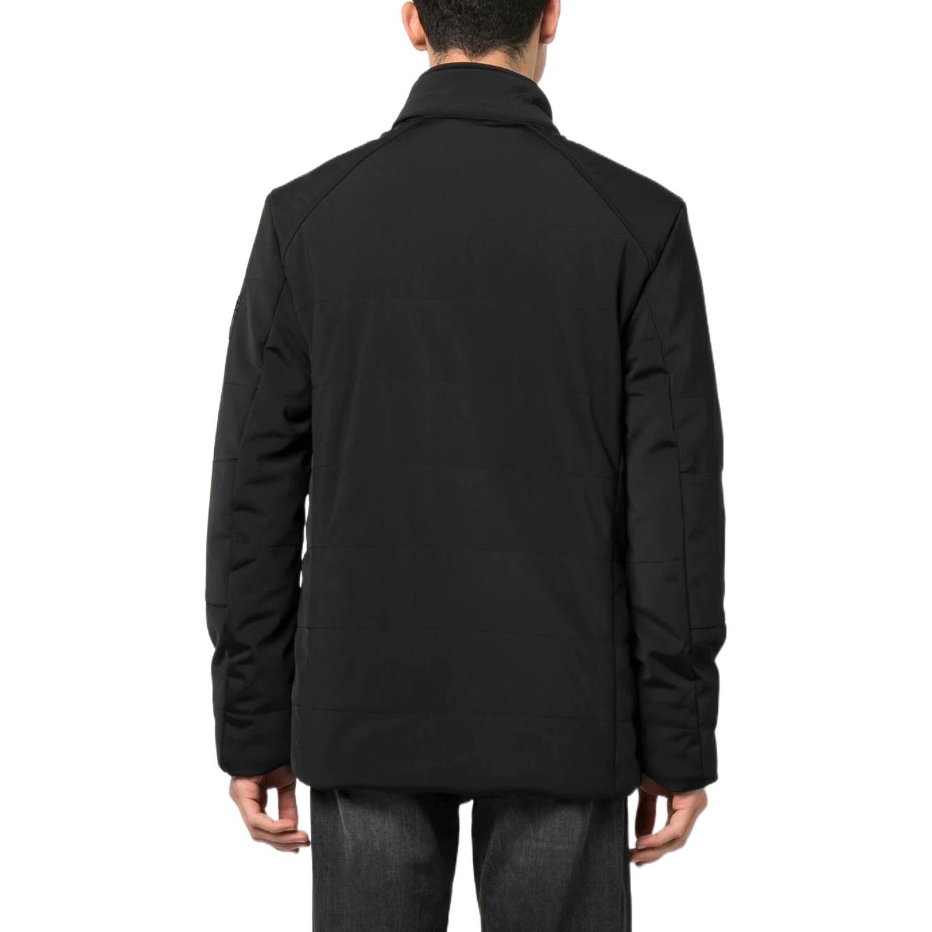 Shop 엠포리오 아르마니 솔리드 컬러 하이넥 코튼 패딩 재킷 6LPB30-PNR2Z-1200