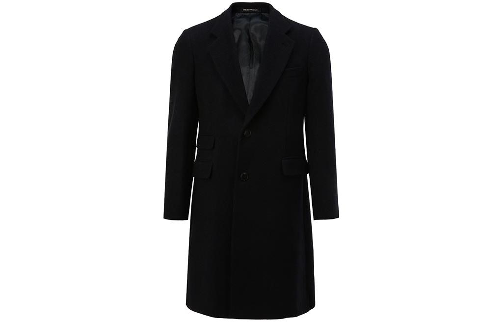 EMPORIO ARMANI  Solid Color Long Sleeve Coat Black B1LCX0-B1904-922
