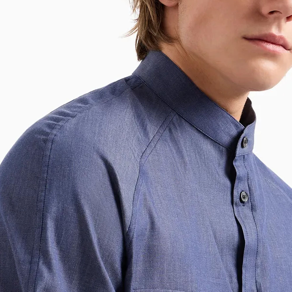 Details for Emporio Armani 蓝色纯色长袖衬衫带胸袋. 3D1CP1-1DAAZ-10941