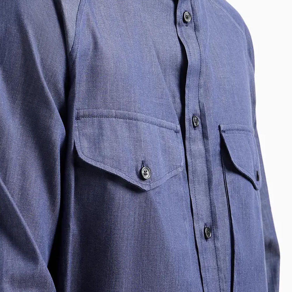 Sizing Emporio Armani 蓝色纯色长袖衬衫带胸袋. 3D1CP1-1DAAZ-10941