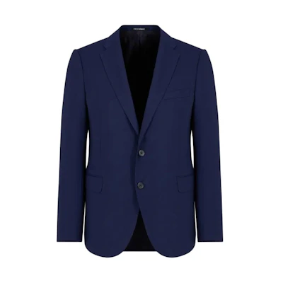 EMPORIO ARMANI Solid Color Single-Breasted Blazer - Blue Long Sleeve E31GM-E0150-4916