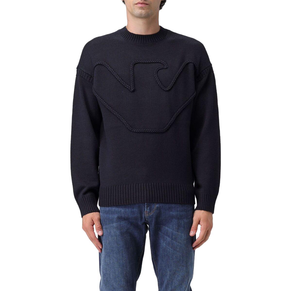 Lookbook EMPORIO ARMANI 纯色修身圆领毛衣 - 蓝色 6R1MXP-1MMAZ-F961