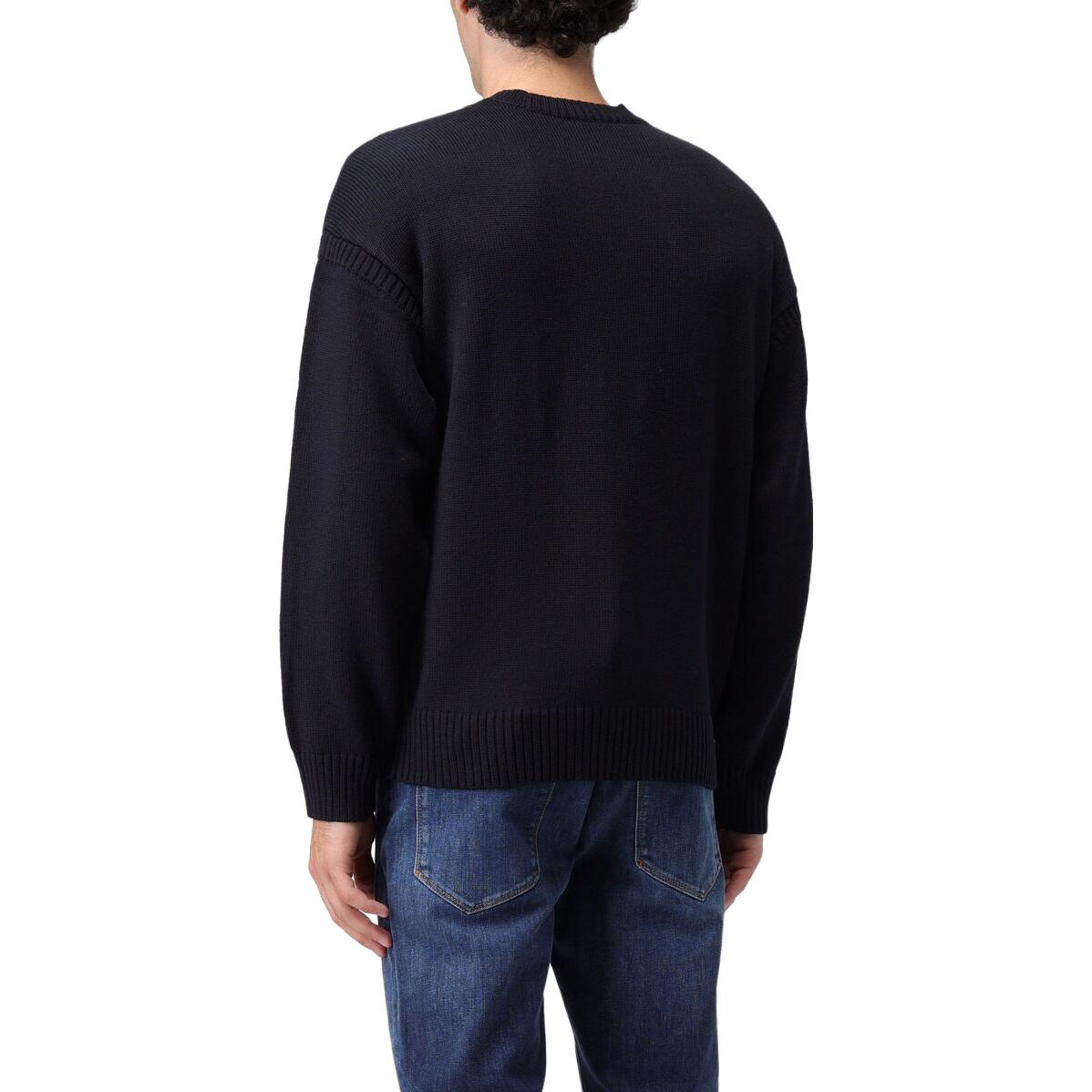 Shop EMPORIO ARMANI 纯色修身圆领毛衣 - 蓝色 6R1MXP-1MMAZ-F961