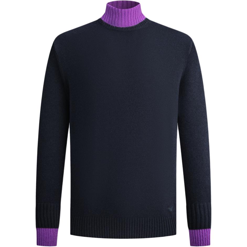 Emporio Armani  Solid Color Turtleneck Sweater - Navy Blue. 6R1MY91-MF9Z1-0922
