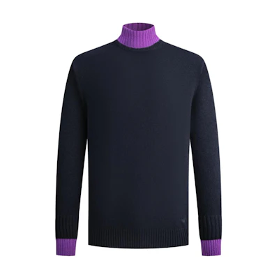 Emporio Armani Solid Color Turtleneck Sweater - Navy Blue. 6R1MY91-MF9Z1-0922
