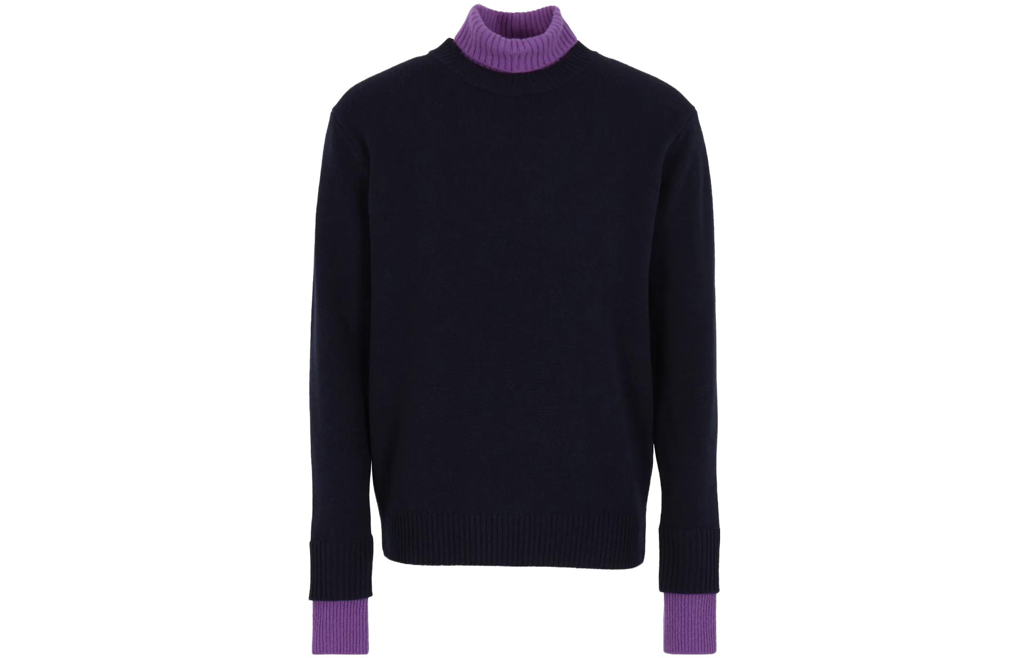 Order Emporio Armani Baju Sejuk Leher Tinggi Warna Solid - Biru Navy. 6R1MY91-MF9Z1-0922