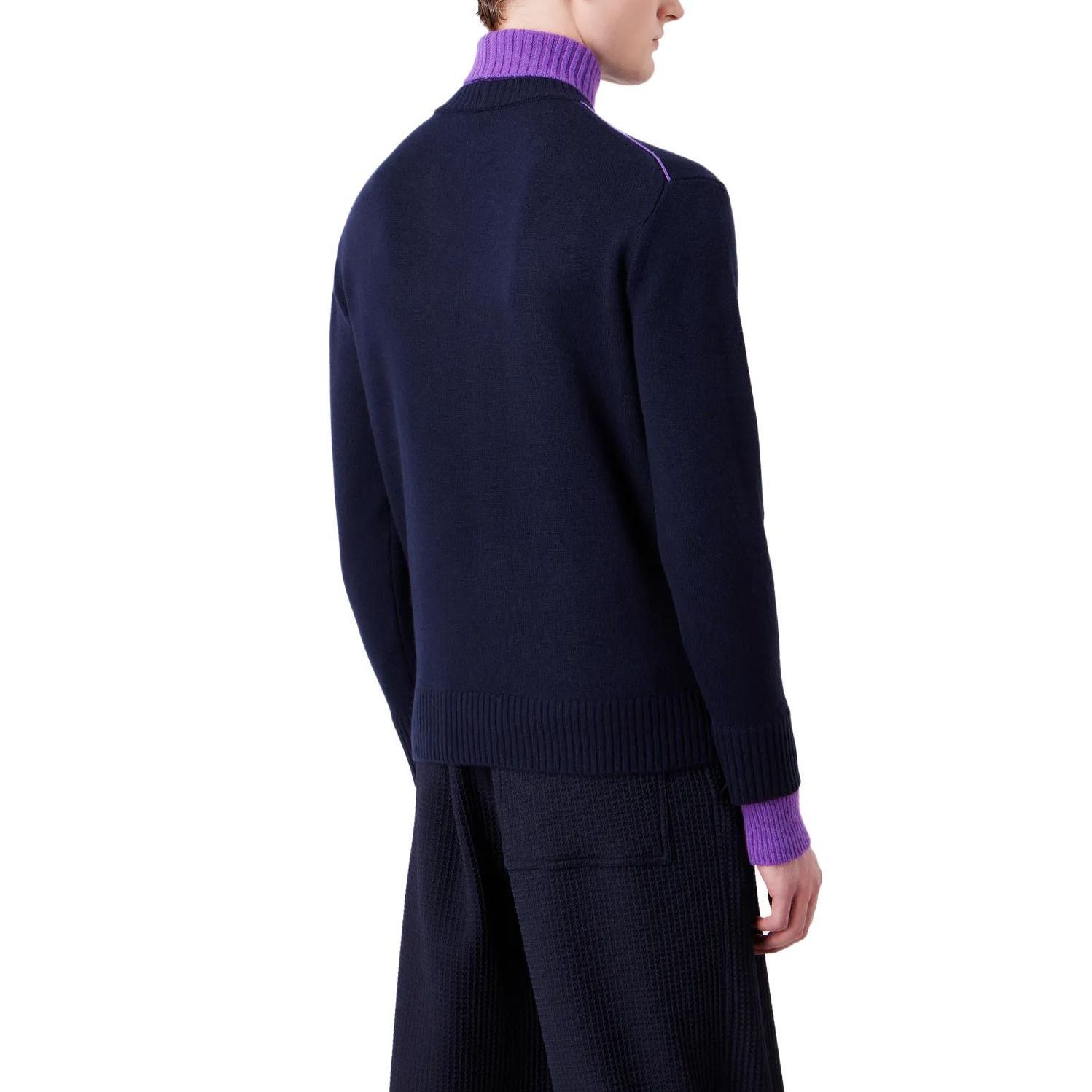 Shop Emporio Armani Baju Sejuk Leher Tinggi Warna Solid - Biru Navy. 6R1MY91-MF9Z1-0922