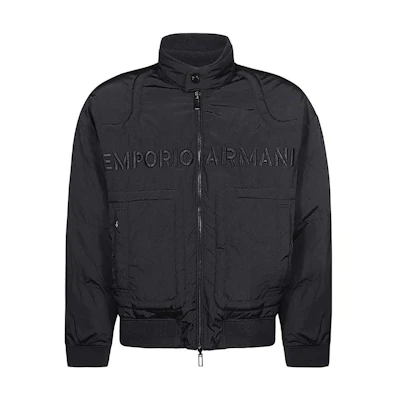 Emporio Armani Solid Color Zip-Up Jacket Casual Long Sleeve Outerwear 6R1B75-1NFEZ-0999