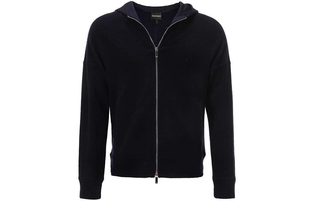 Emporio Armani  Solid Color Zipper Hoodie Jacket - Dark Blue 3K1BV3-1M11Z-0922