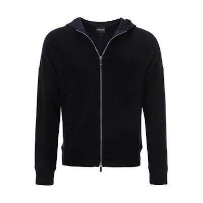 Emporio Armani Solid Color Zipper Hoodie Jacket - Dark Blue 3K1BV3-1M11Z-0922