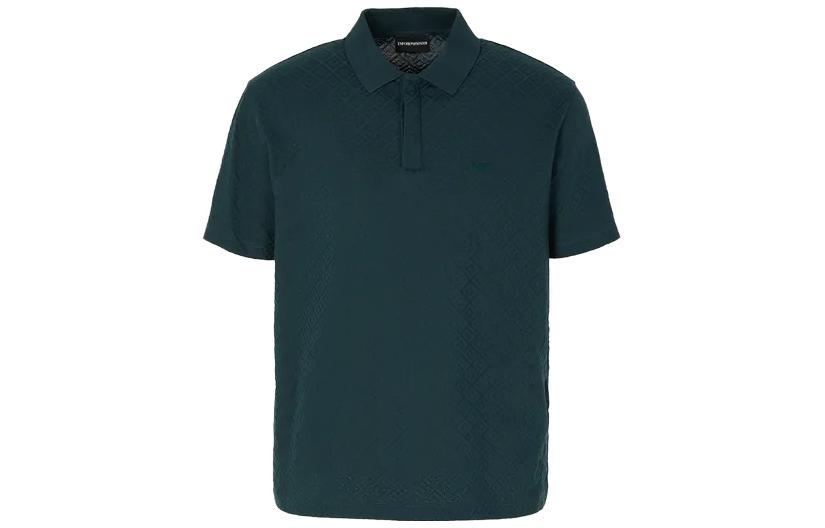 Emporio Armani  Solid Green Short-Sleeve Polo Shirt. 6R1F7Q1-J7KZ1-0555