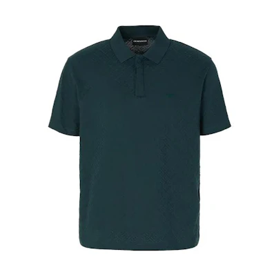 Emporio Armani Solid Green Short-Sleeve Polo Shirt. 6R1F7Q1-J7KZ1-0555
