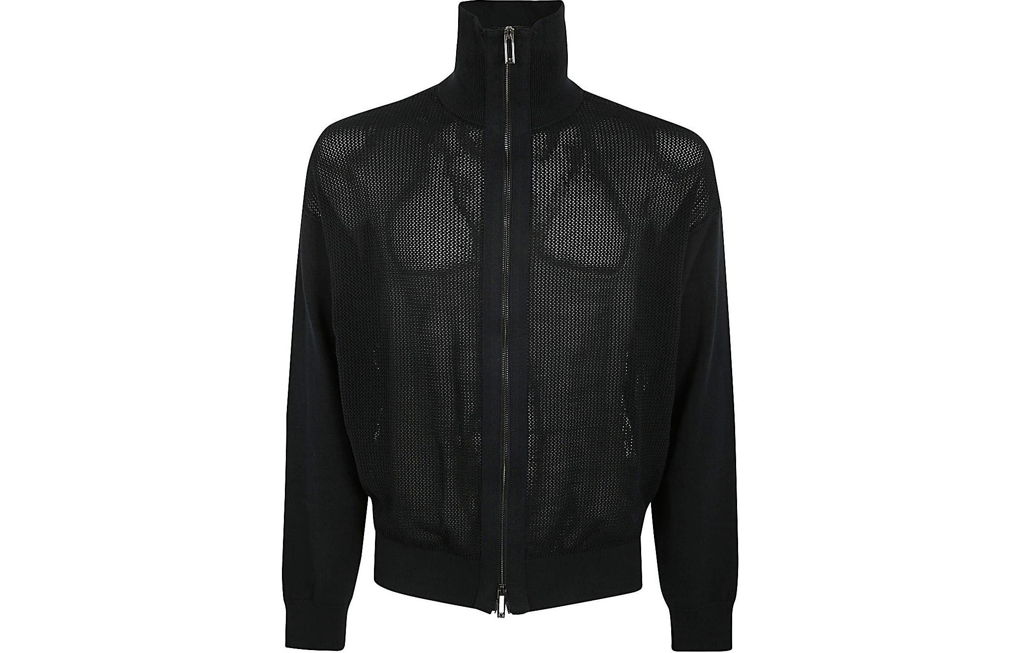 EMPORIO ARMANI  Solid High-Neck Zip Cardigan Sweater Navy Blue 3D1MXS-1MQCZ-0920