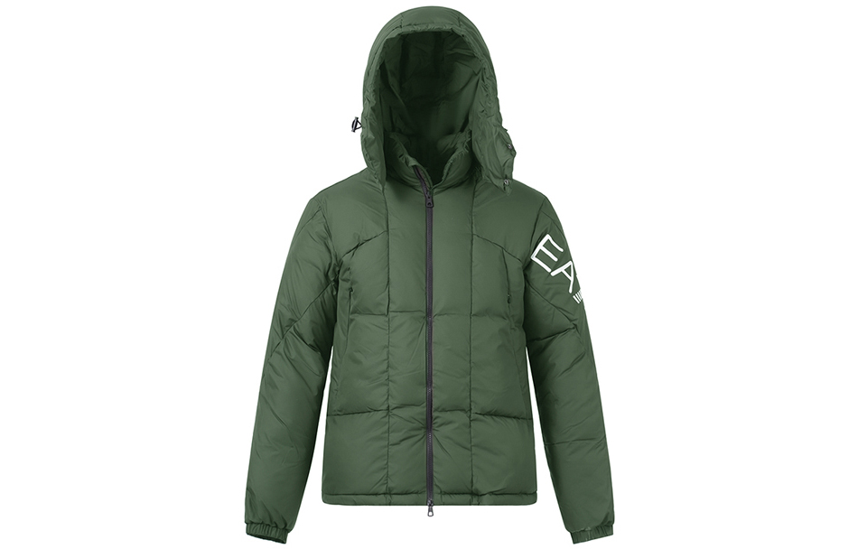 Emporio Armani  Solid Letter Print Quilted Hoodie Jacket Dark Green. 6LPB11-PNADZ-1866 圖 2