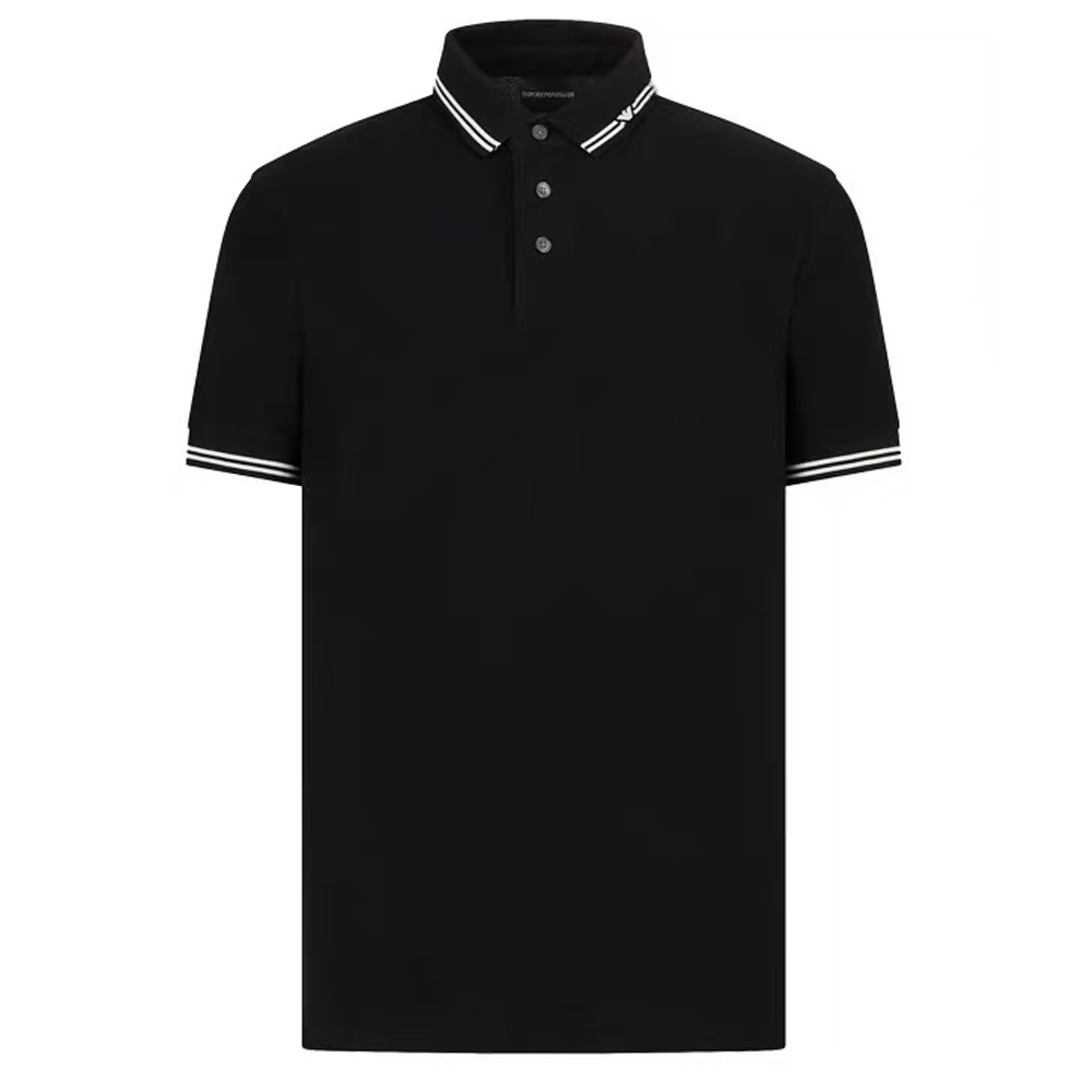 Emporio Armani  Solid Logo Black Polo Shirt. EM000852-AF12955-FC188