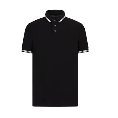 Emporio Armani Solid Logo Black Polo Shirt. EM000852-AF12955-FC188
