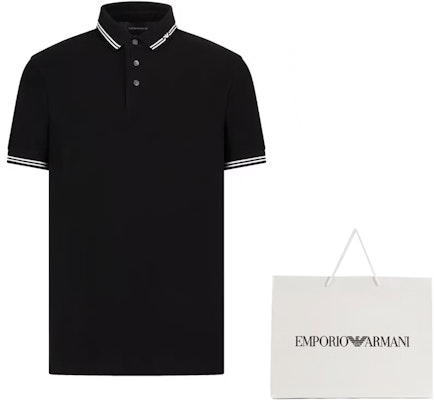 Emporio Armani Baju Polo Hitam Logo Solid. EM000852-AF12955-FC188 Sizing Emporio Armani Baju Polo Hitam Logo Solid. EM000852-AF12955-FC188