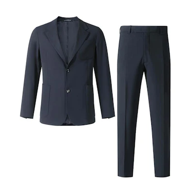 EMPORIO ARMANI Solid Midnight Blue Blazer Set SS24 Single-Breasted Suit. H41V13-01506-922