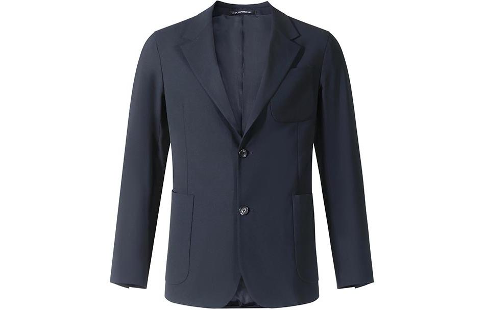 Lookbook 엠포리오 아르마니 솔리드 미드나잇 블루 블레이저 세트 SS24 싱글 수트. H41V13-01506-922