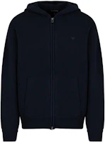EMPORIO ARMANI Solid Navy Blue Hooded Knit Zipper Sweater 6R1MX6-1MNAZ-0920 EMPORIO ARMANI Solid Navy Blue Hooded Knit Zipper Sweater 6R1MX6-1MNAZ-0920