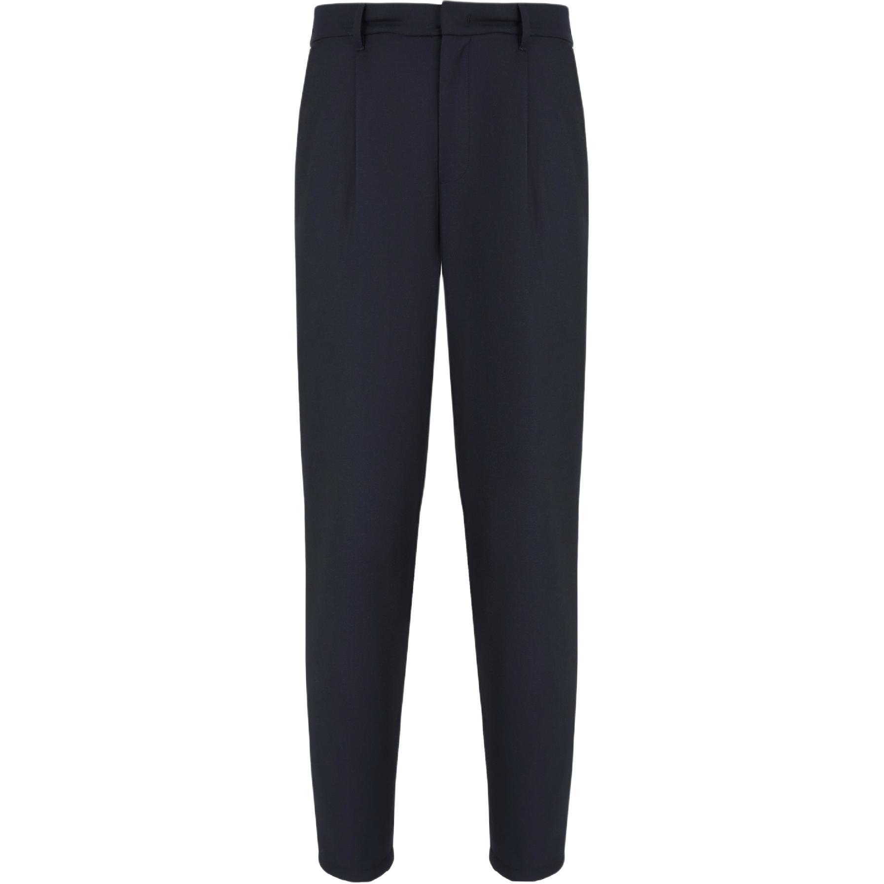 EMPORIO ARMANI  Solid Navy Blue Mid-Rise Straight Casual Pants FW24. EM000136-AF10458-UB118 圖 2