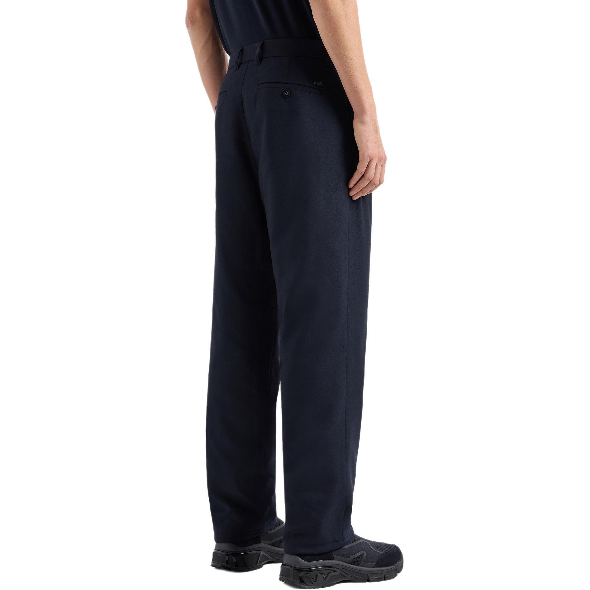 EMPORIO ARMANI  Solid Navy Blue Mid-Rise Straight Casual Pants FW24. EM000136-AF10458-UB118 圖 5