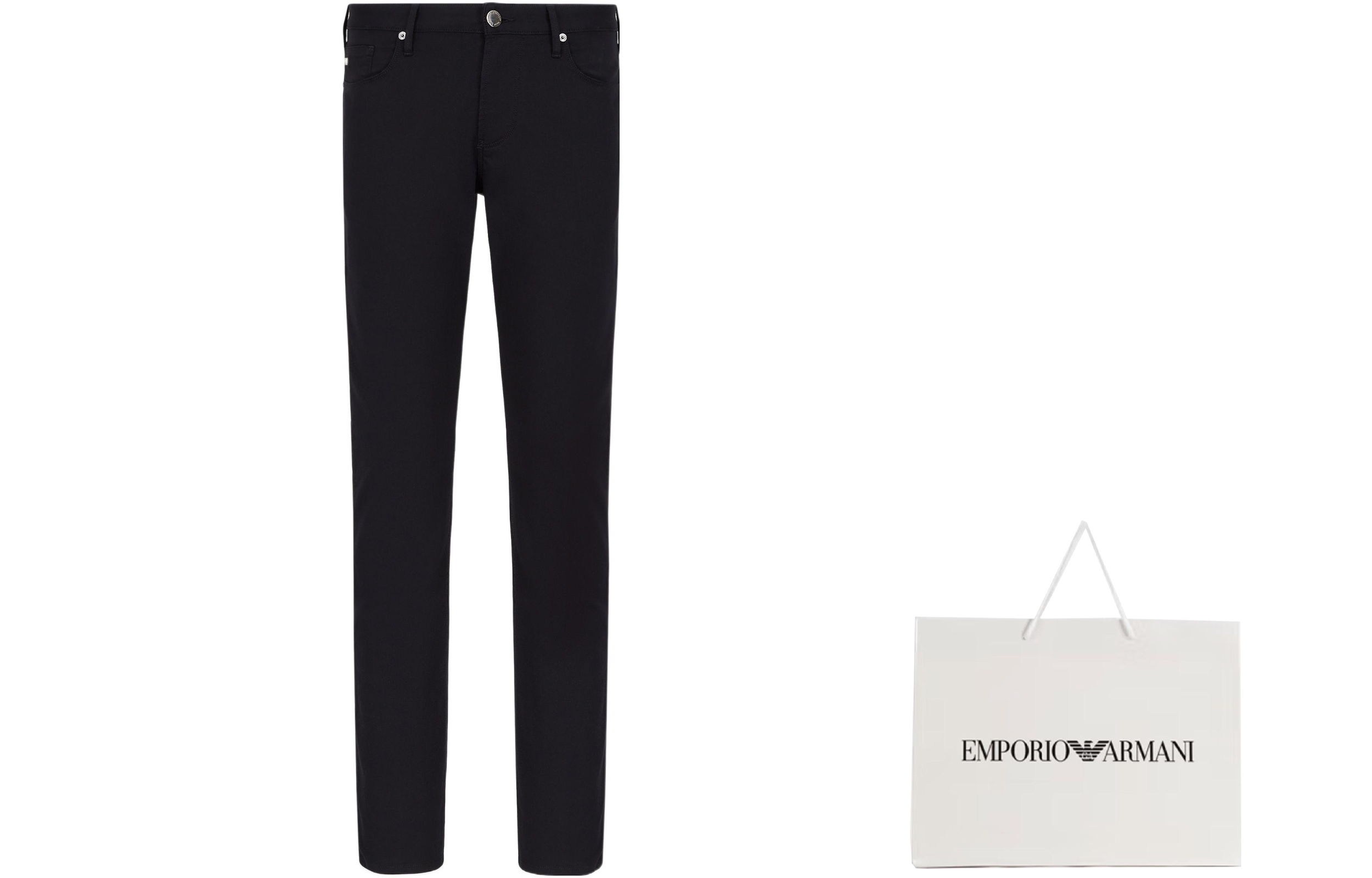 Lookbook EMPORIO ARMANI Celana Panjang Kasual Navy Lurus Solid. 8N1J061GN0Z0920