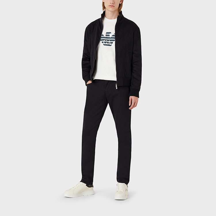 Shop EMPORIO ARMANI Celana Panjang Kasual Navy Lurus Solid. 8N1J061GN0Z0920